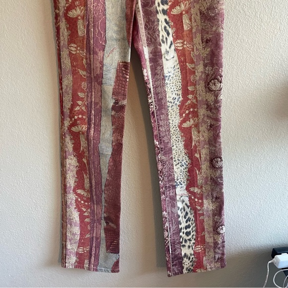 Y2K Rare Roberto Cavalli Floral Leopard Print Denim Patchwork Womens Size US 8 - Picture 3 of 13